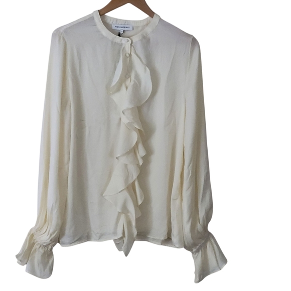 WeWoreWhat Ruffle Blouse Long Sleeve New M - Picture 2 of 10